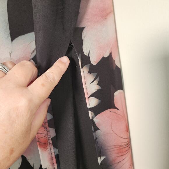 COLDWATER CREEK Sleeveless Shift Mini Dress Women 16 Multi Floral Split Flowy - Picture 8 of 12